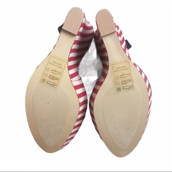 Denim Stripped Heels Peep Toe Sz.8 - Picture 7 of 7